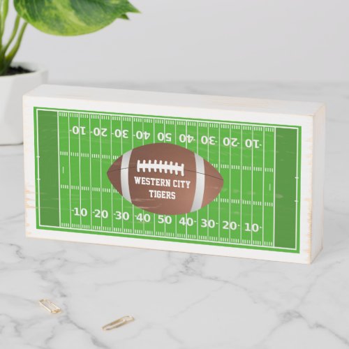 Personalized Football Field Team Custom Name Wooden Box Sign