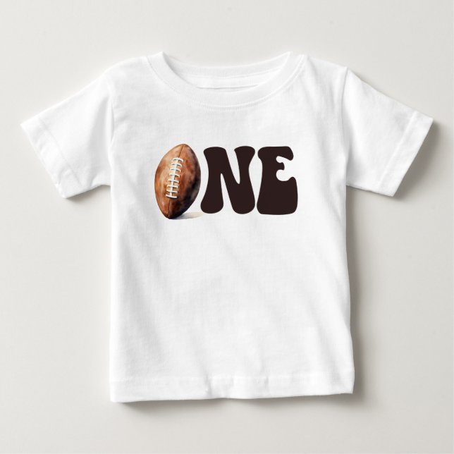 Personalized Football First Year Down Birthday  Baby T-Shirt (Front)