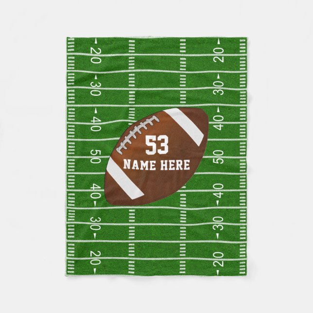 Personalized Football Fleece Blanket,  Your Text (Front)