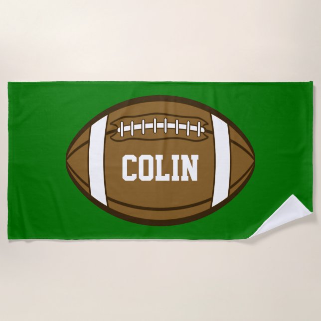 Personalized Football for Boys who love Sports Beach Towel (Front)
