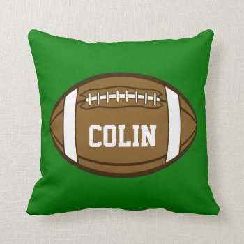 Personalized Football For Boys Who Love Sports Throw Pillow by CandiCreations at Zazzle