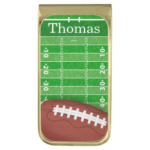 Personalized Football Gold Finish Money Clip