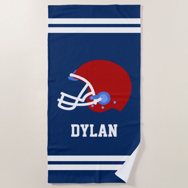 Personalized Football Helmet Kids Beach Towel (Front)