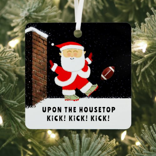 Personalized Football Holiday Gift Metal Ornament