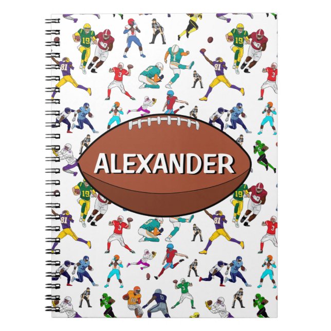 Personalized Football Illustrations Pattern Notebook (Front)