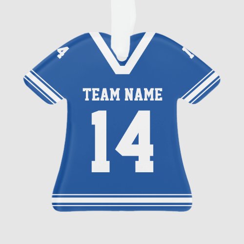 Personalized Football Jersey Blue Photo Ornament