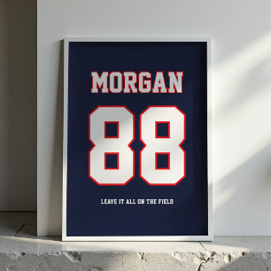 Personalized Football Jersey Name & Number Poster