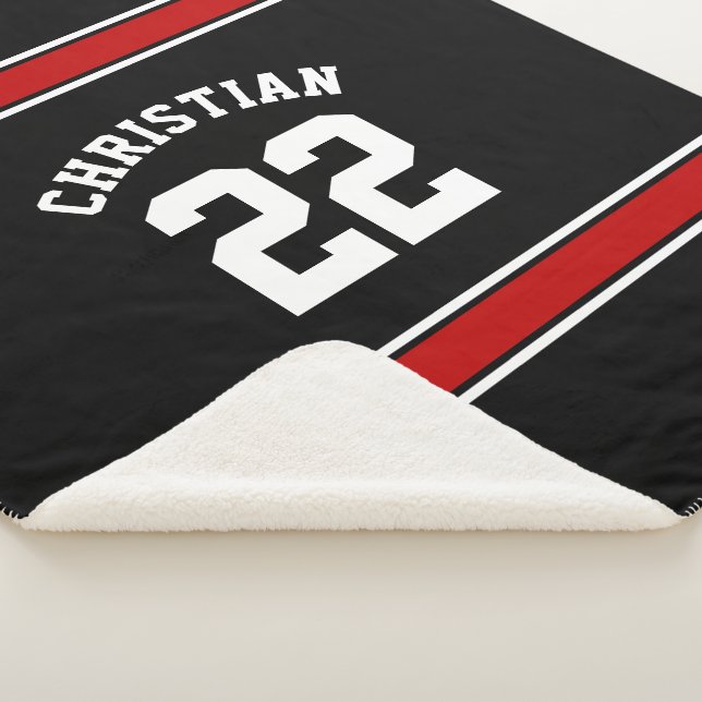 Personalized Football Jersey Novelty Sport Red Sherpa Blanket (3/4)