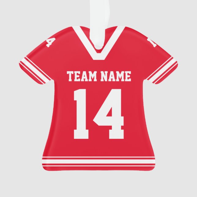 Personalized Football Jersey Red Photo Ornament (Front)