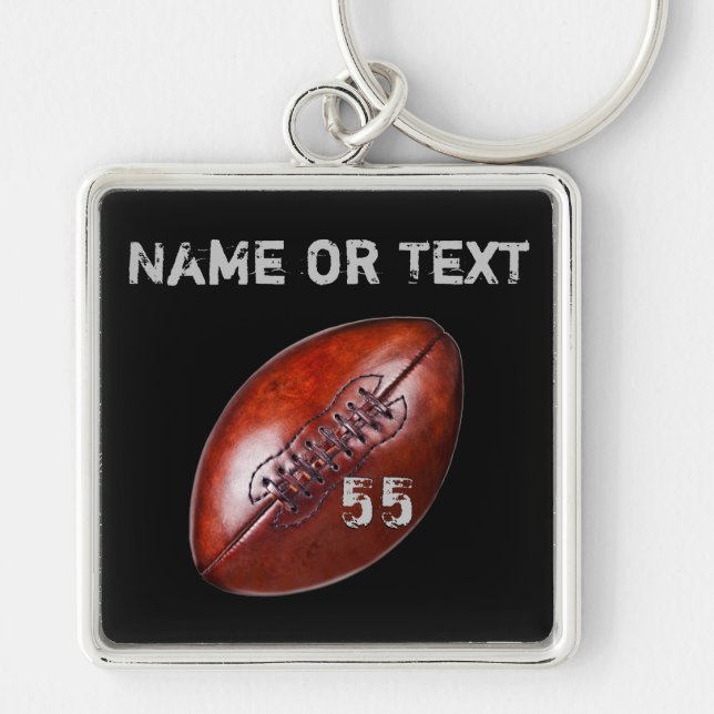 Personalized Football Keychains, Vintage Grunge Keychain (Front)