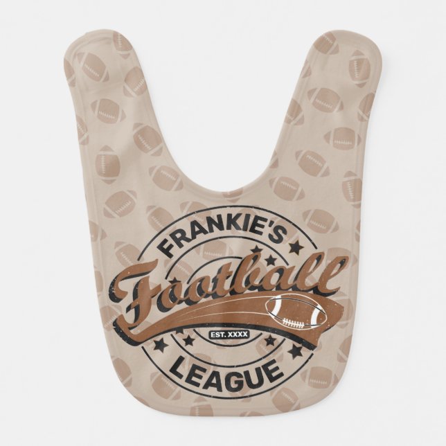 Personalized Football League Player Team Baby Bib (Front)