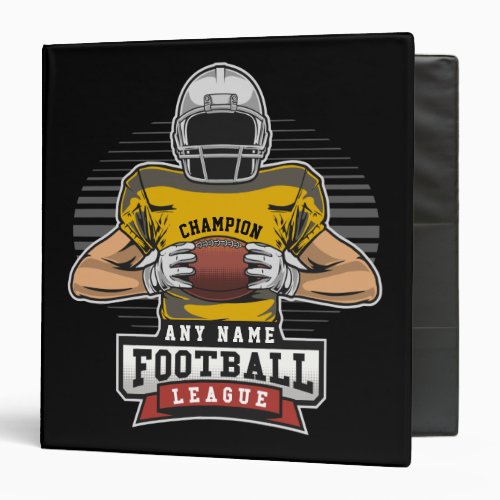 Personalized Football League Player Team Champ   3 Ring Binder