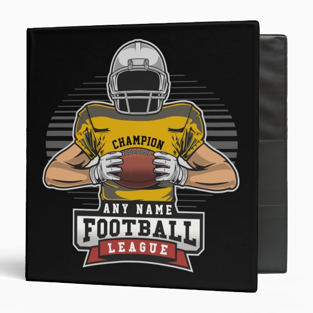 Personalized Football League Player Team Champ   3 Ring Binder (Front/Inside)