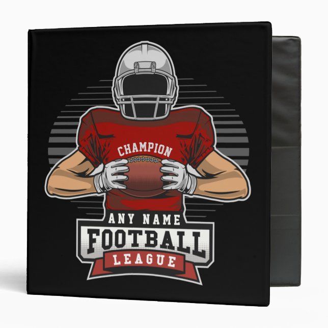 Personalized Football League Player Team Champ   3 Ring Binder (Front/Inside)