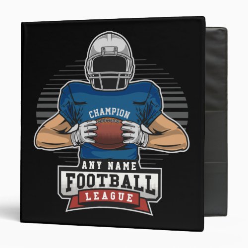 Personalized Football League Player Team Champ  3 Ring Binder