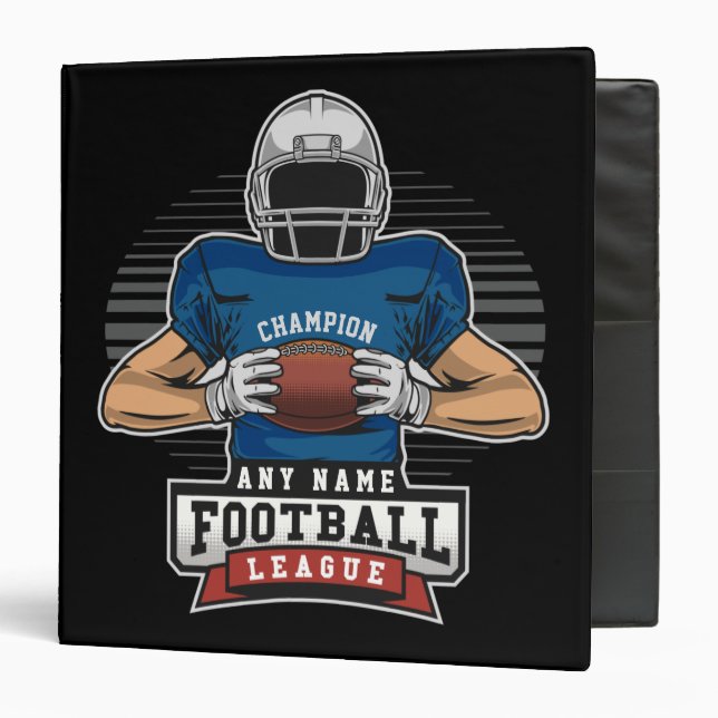 Personalized Football League Player Team Champ  3 Ring Binder (Front/Inside)