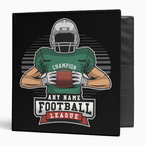 Personalized Football League Player Team Champ   3 Ring Binder