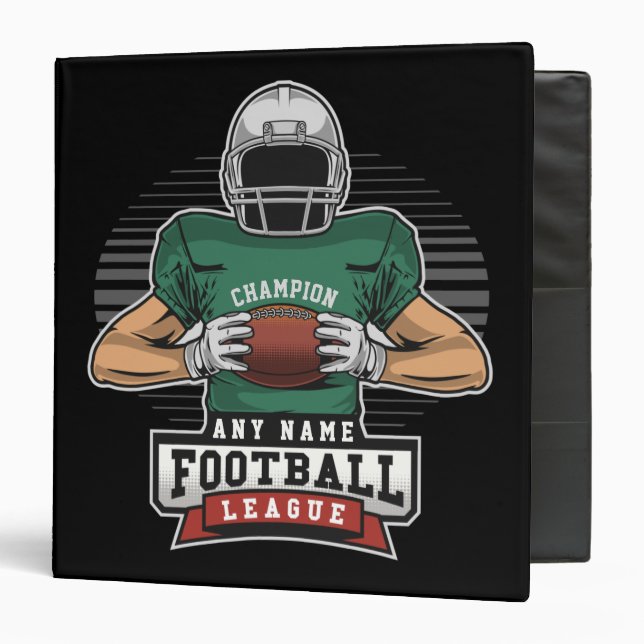 Personalized Football League Player Team Champ   3 Ring Binder (Front/Inside)