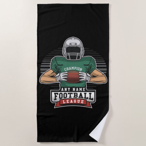 Personalized Football League Player Team Champ   Beach Towel