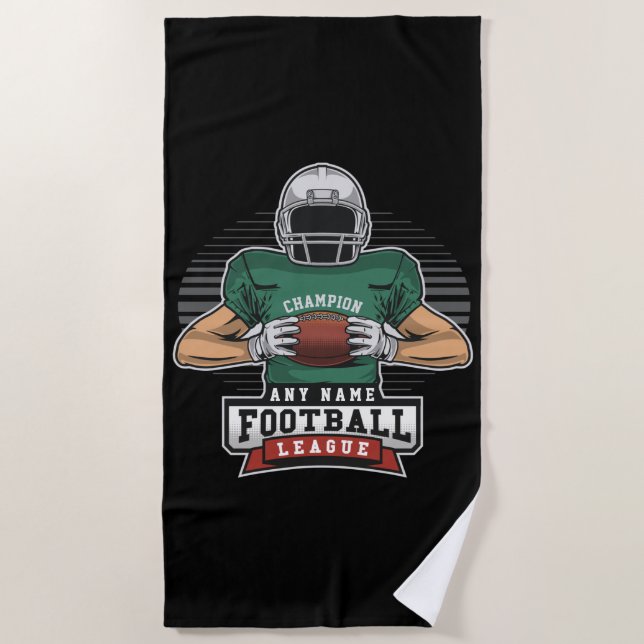 Personalized Football League Player Team Champ   Beach Towel (Front)