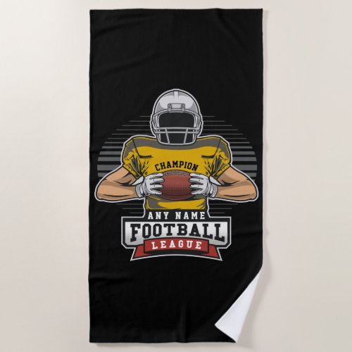 Personalized Football League Player Team Champ Beach Towel