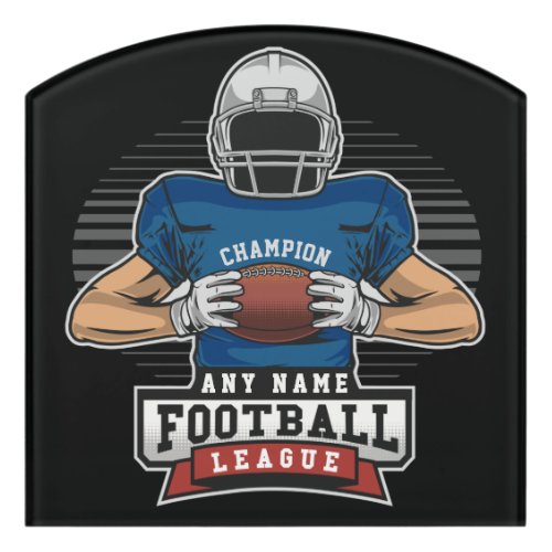 Personalized Football League Player Team Champ  Door Sign