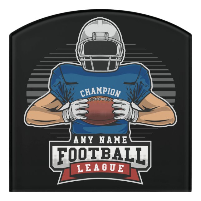Personalized Football League Player Team Champ  Door Sign (Contour Front)