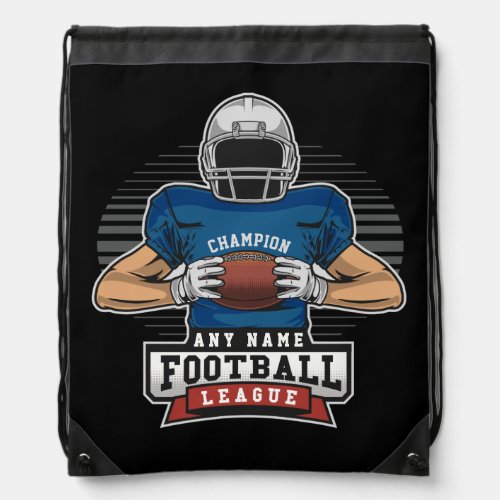 Personalized Football League Player Team Champ Drawstring Bag