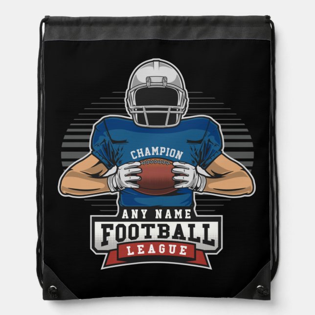 Personalized Football League Player Team Champ Drawstring Bag (Front)