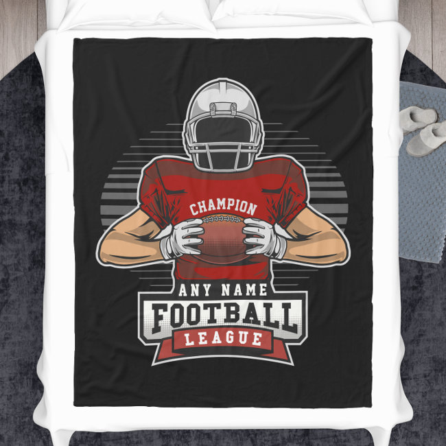 Personalized Football League Player Team Champ  Fleece Blanket