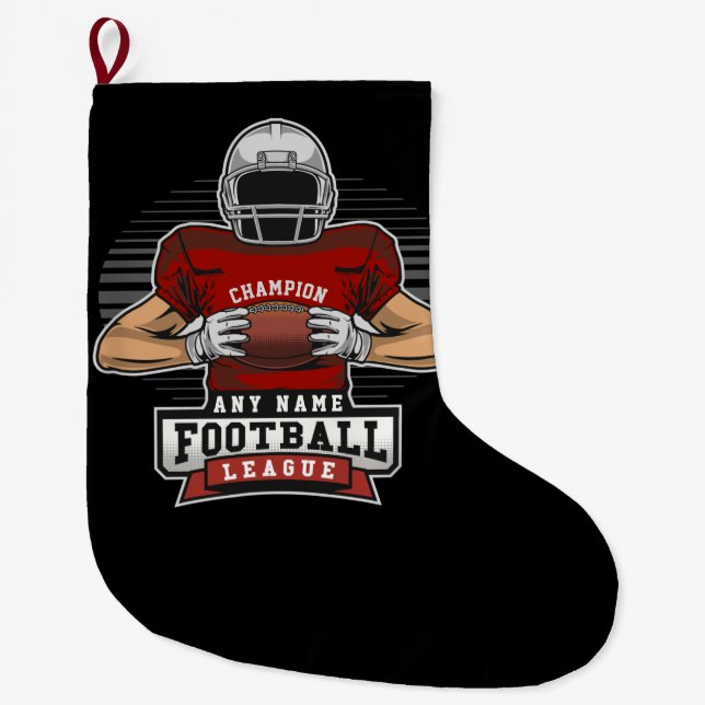 Personalized Football League Player Team Champ  Large Christmas Stocking (Front)