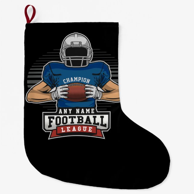 Personalized Football League Player Team Champ Large Christmas Stocking (Front)