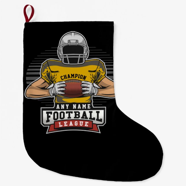 Personalized Football League Player Team Champ  Large Christmas Stocking (Front)