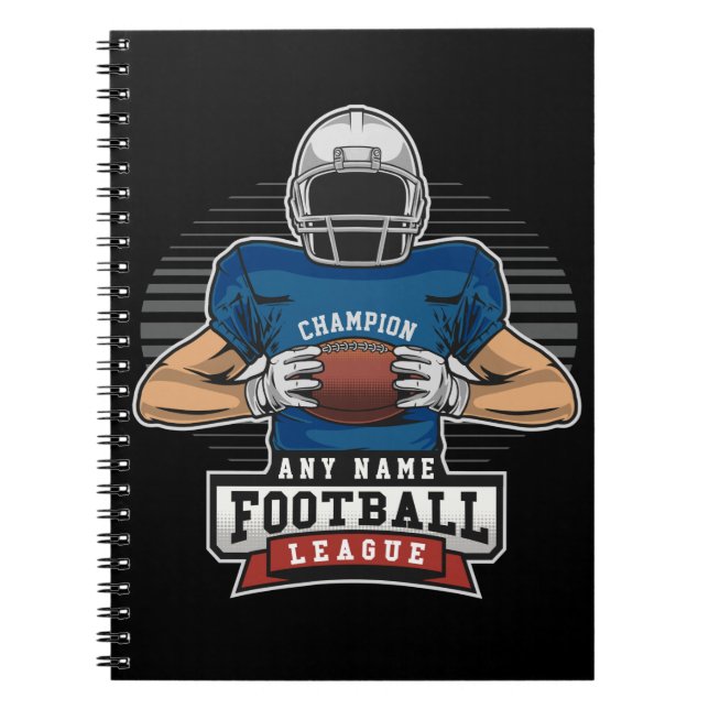 Personalized Football League Player Team Champ  Notebook (Front)