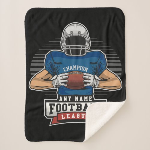 Personalized Football League Player Team Champ Sherpa Blanket