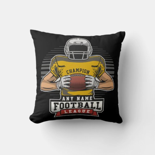 Personalized Football League Player Team Champ  Throw Pillow