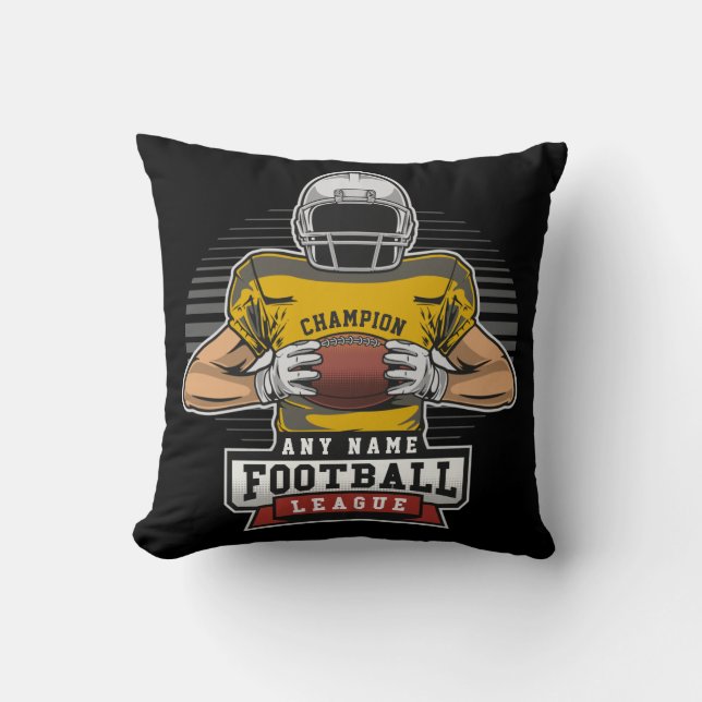 Personalized Football League Player Team Champ  Throw Pillow (Front)