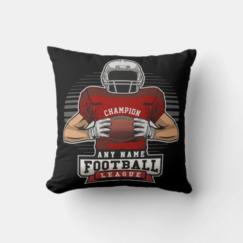 Personalized Football League Player Team Champ  Throw Pillow