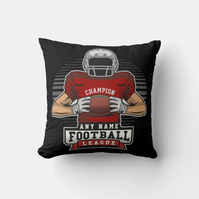 Personalized Football League Player Team Champ  Throw Pillow (Front)