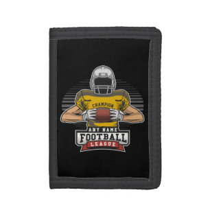 Personalized Football League Player Team Champ Tri-fold Wallet