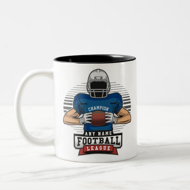 Personalized Football League Player Team Champ  Two-Tone Coffee Mug (Left)