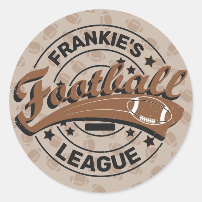 Personalized Football League Player Team Classic Round Sticker (Front)