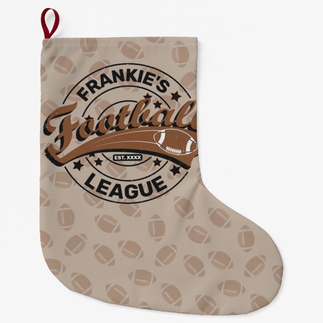 Personalized Football League Player Team  Large Christmas Stocking (Front)