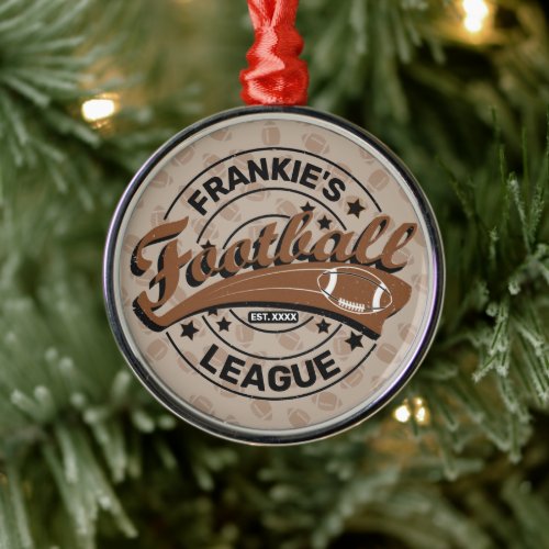 Personalized Football League Player Team Metal Ornament