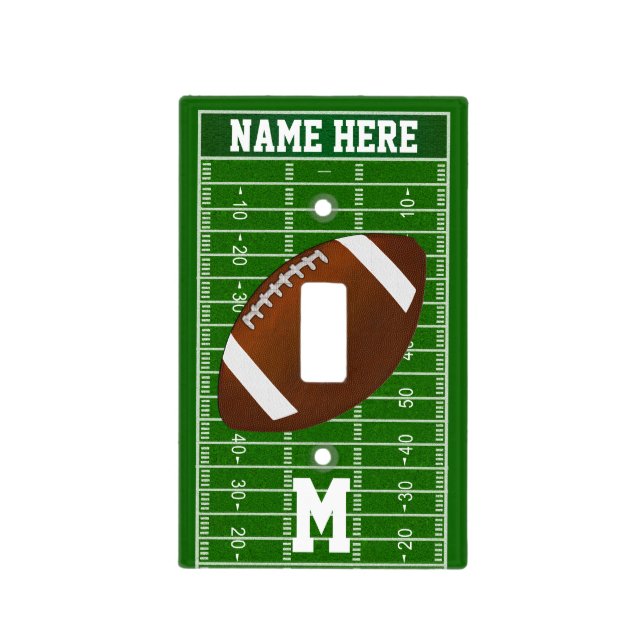 Personalized Football Light Swith Cover, YOUR TEXT Switch Cover (Front)