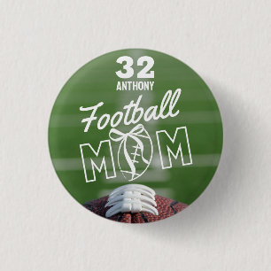 Personalized Football Mom Pin, Jersey & Name Button