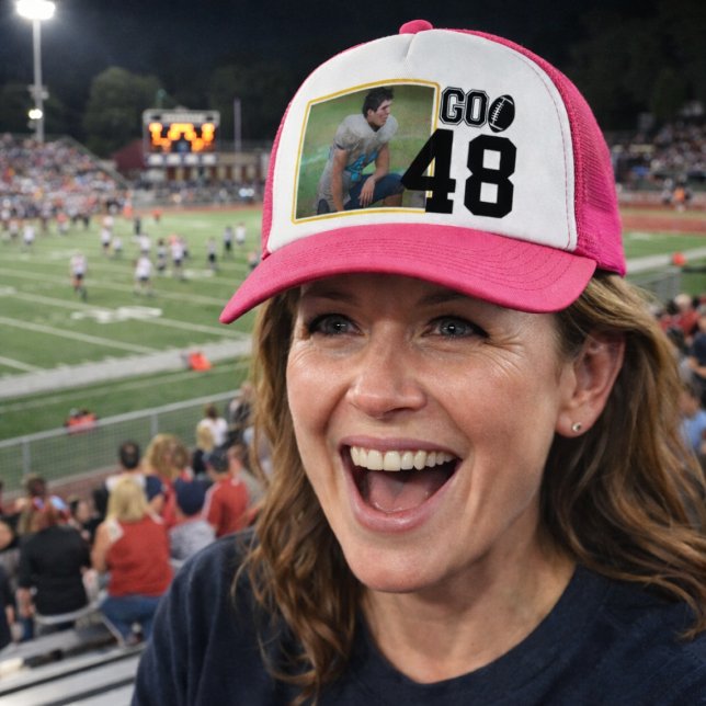 Personalized Football Mom Trucker Hat (Support your favorite football player.  Not shown to scale. Image is for example purposes only.)