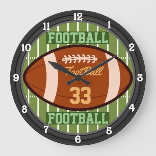 Personalized Football Name and Number 20  Large Clock