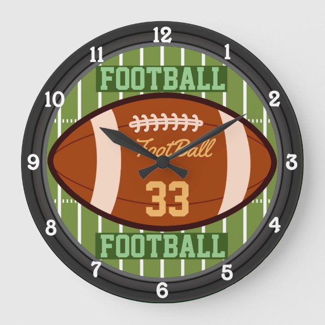 Personalized Football Name and Number 2.0  Large Clock (Front)