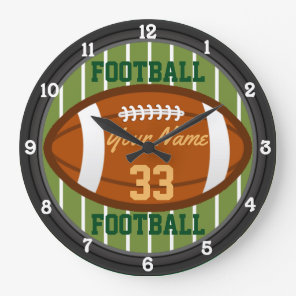 Personalized Football Name and Number Large Clock